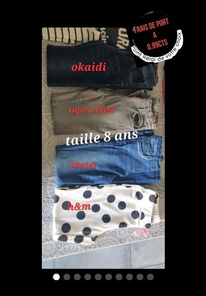Lot de Pantalon/ jogging / jeans skinny 8 ans fille