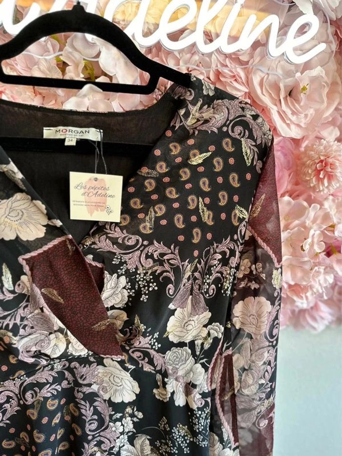Robe à motifs floraux et paisley, taille 34 - Morgan - photo numéro 5