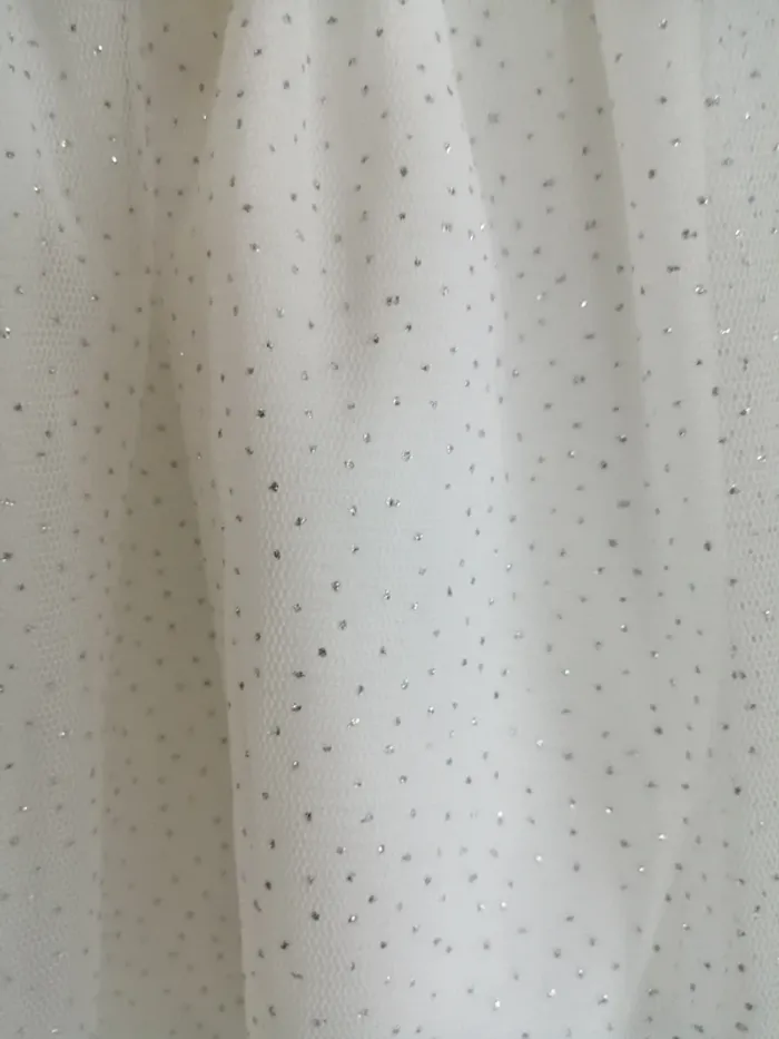 Robe ceremonie petit bateau blanche à pois argent - photo numéro 5