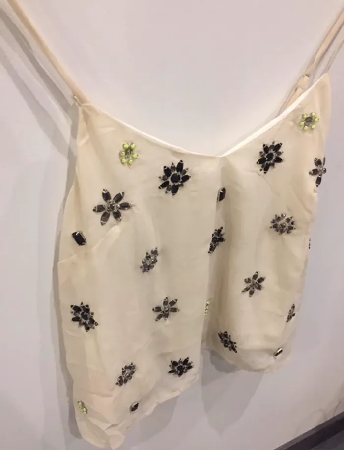 Débardeur beige strass