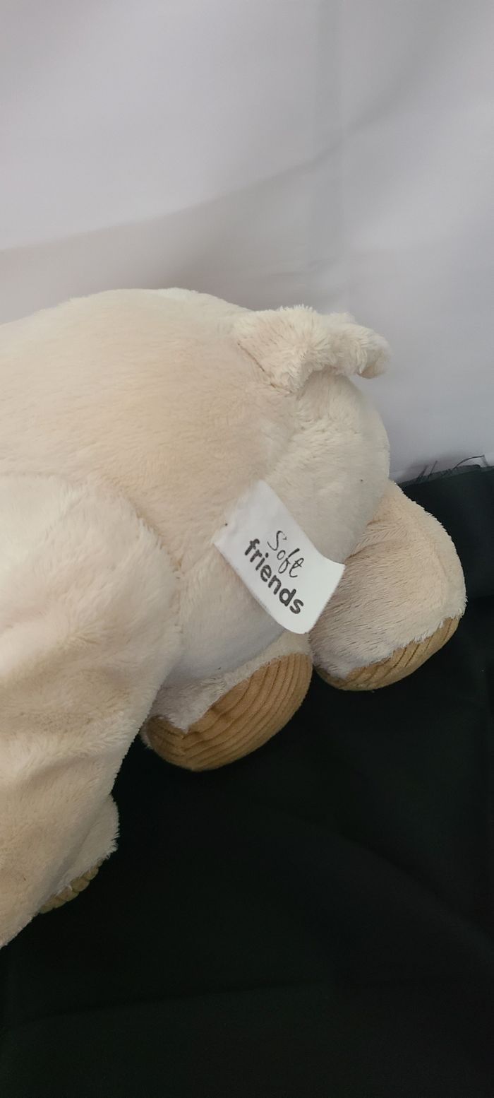 Doudou éléphant blanc écru beige SOFT FRIENDS - photo numéro 2