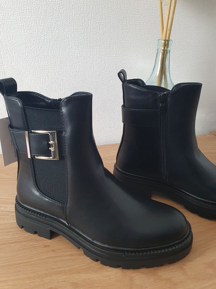 Bottines noires Chelsea simili cuir Pointure 36 - photo numéro 3