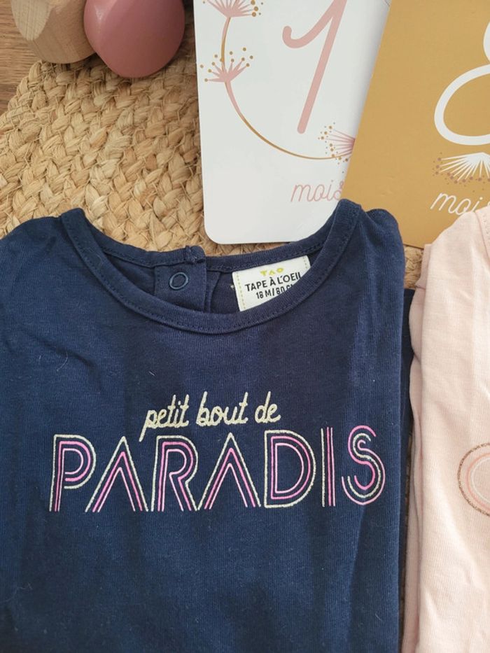 🌺Lot de deux Tee-shirts manches longues 18 mois 80 cms tape à l'œil - photo numéro 2