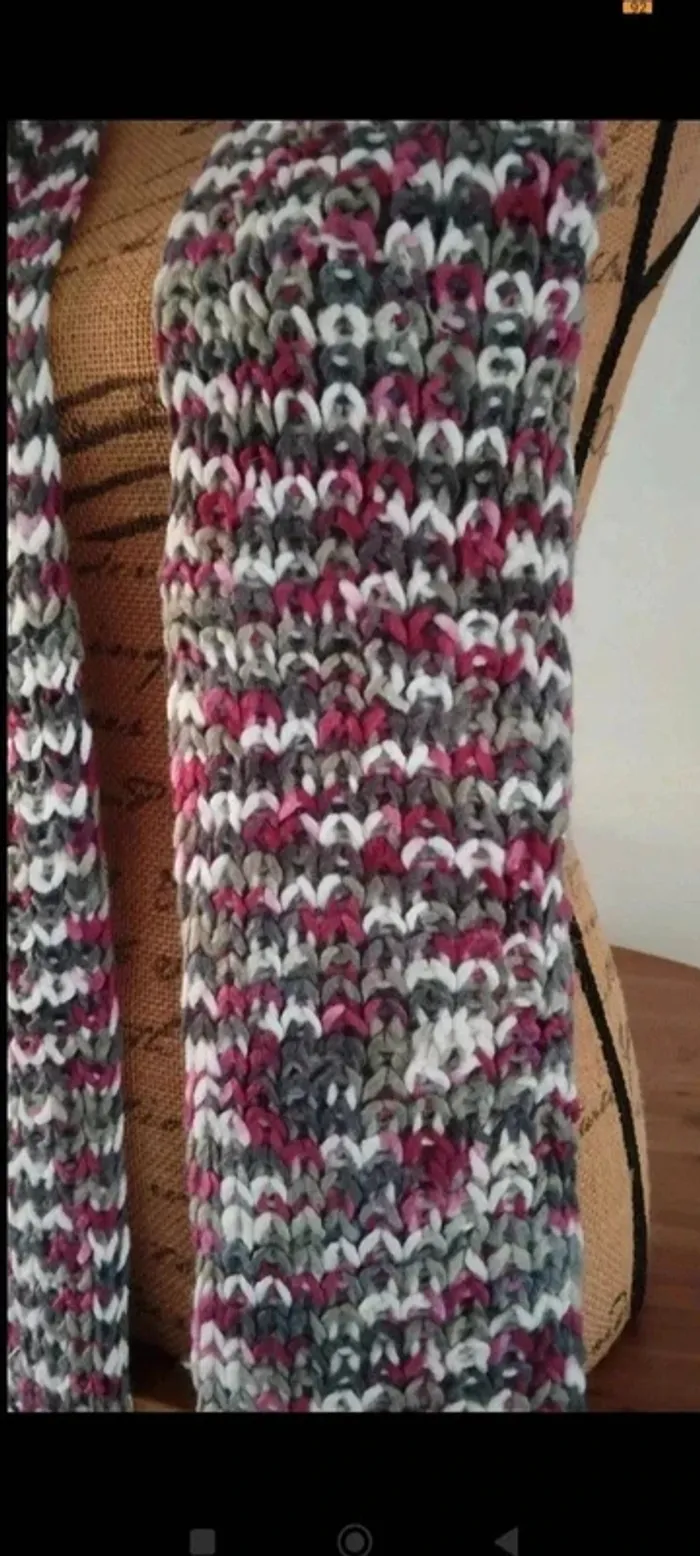 Ensemble bonnet écharpe kaki bordeaux beige 250 x 18 cm - photo numéro 6