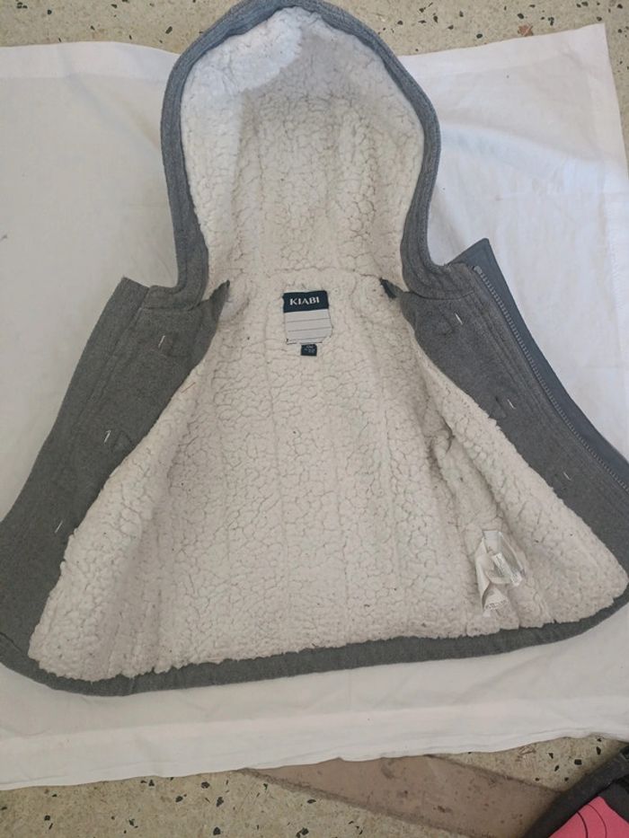Manteau garçon 12 mois gris intérieur moumoute Kiabi - photo numéro 3