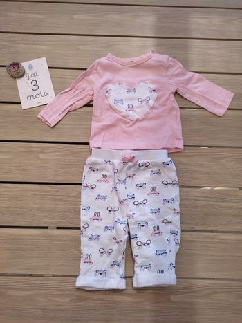 Ensemble Rose et blanc 3 mois