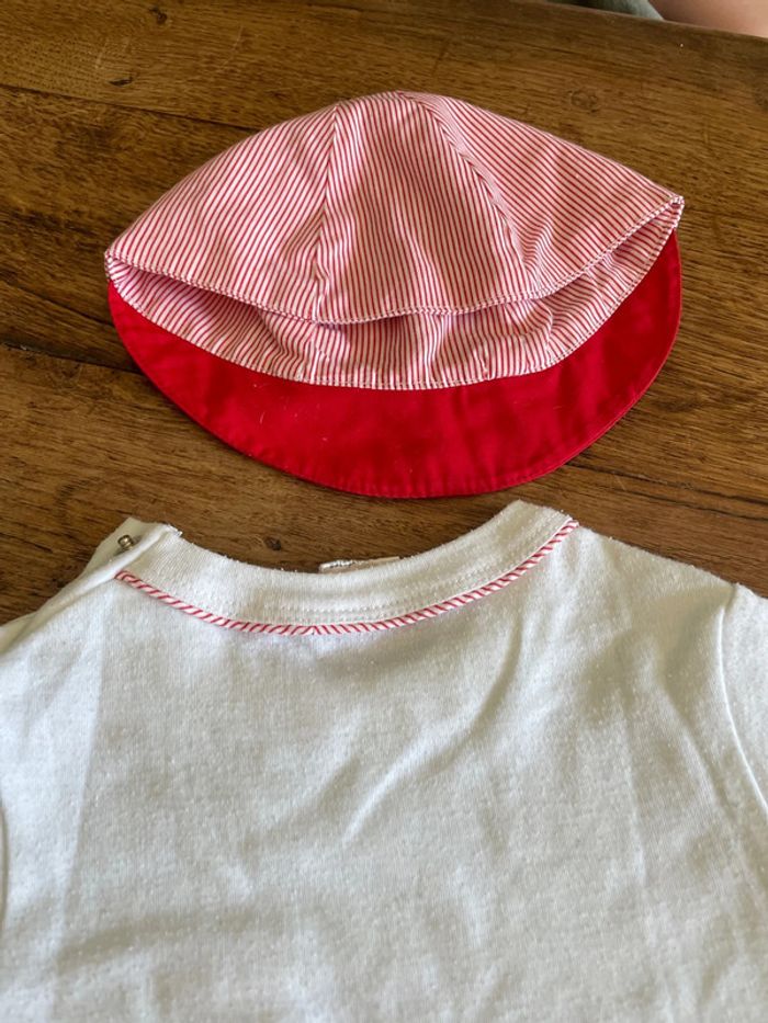 Tenue rouge et blanche petit garçon 9 mois marin bateau ensemble casquette été - photo numéro 9