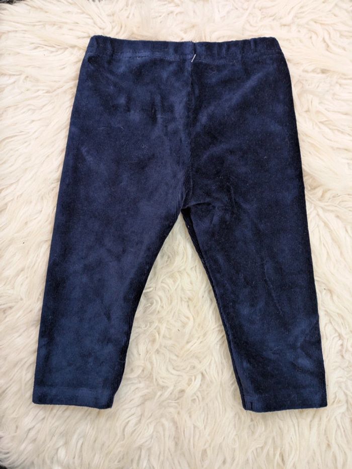 Pantalon 12 mois velour bleu marine - photo numéro 2