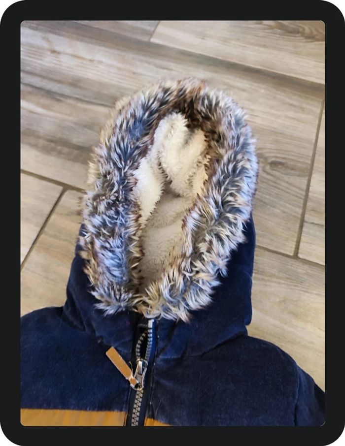 Blouson à capuche bleu marine marron Tape à l'oeil Taille 36 mois - photo numéro 2