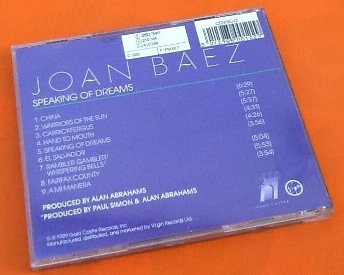 CD Joan Baez Speaking of Dreams (1989) CDVGC12 - photo numéro 3
