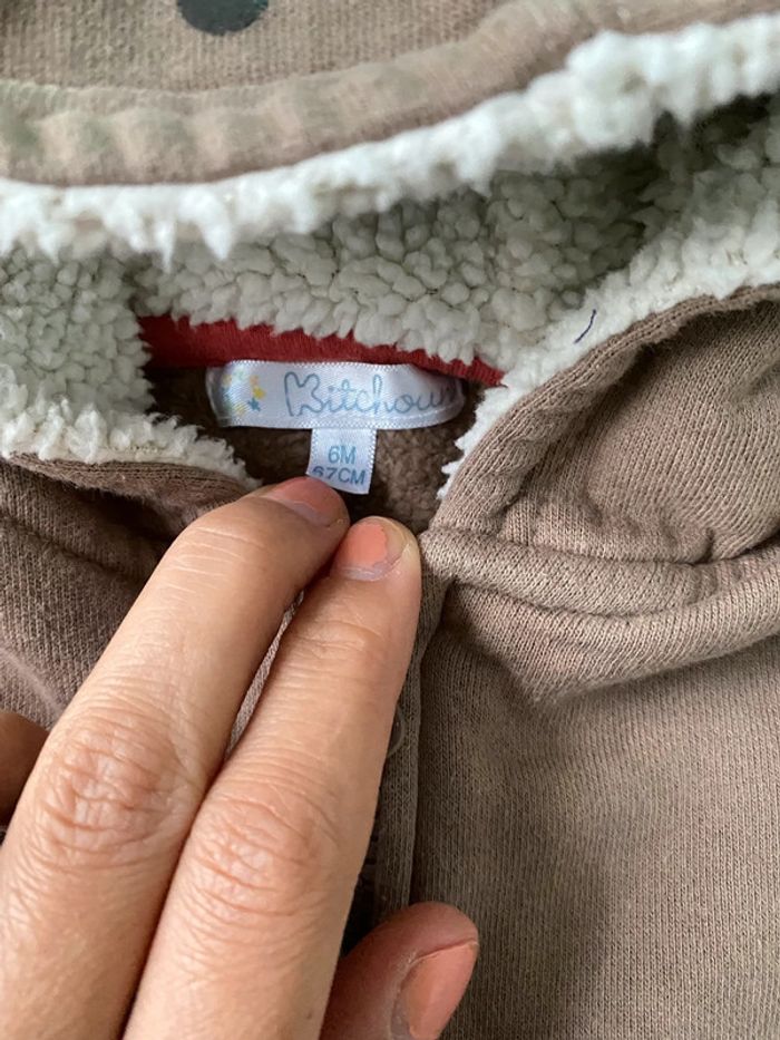 Sweat à capuche zippé chaud 6 mois - photo numéro 4