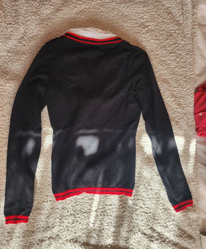 Pull col Claudine Morgan noir, rouge et blanc T.34/XS - photo numéro 2