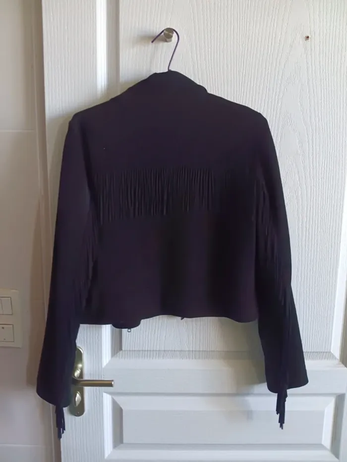 Veste en cuir de chèvre courte naf naf taille 40 - photo numéro 3