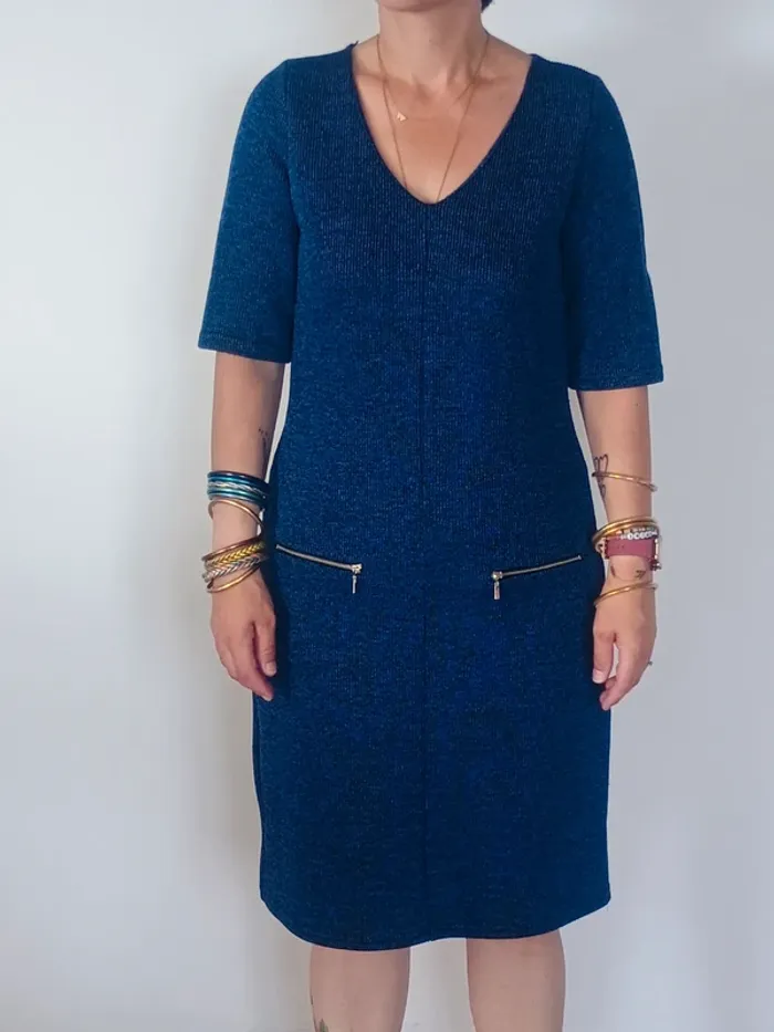 Robe bleu chiné MS Mode – T40 – Poches zippées
