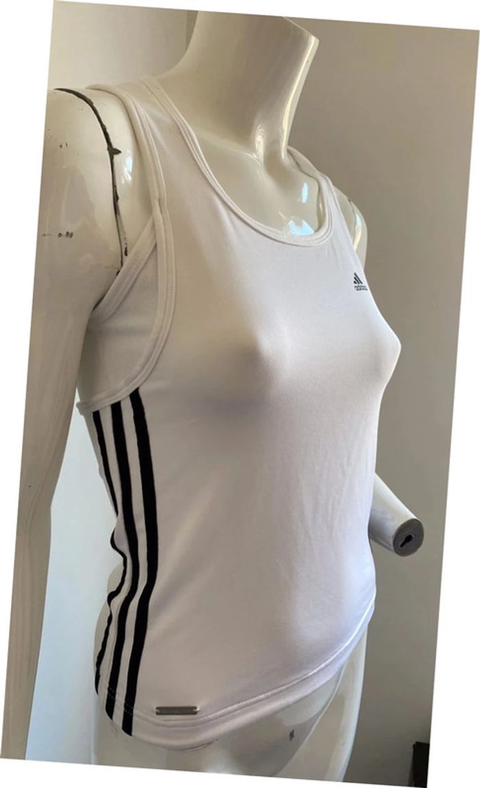 Top sport blanc sans manches adidas taille 36 - photo numéro 2