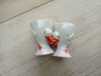 Lot de 2 coquetiers en céramique "poule" - Vintage