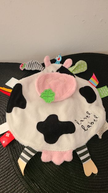 Doudou Vache Plat Blanc Noir LABEL LABEL
