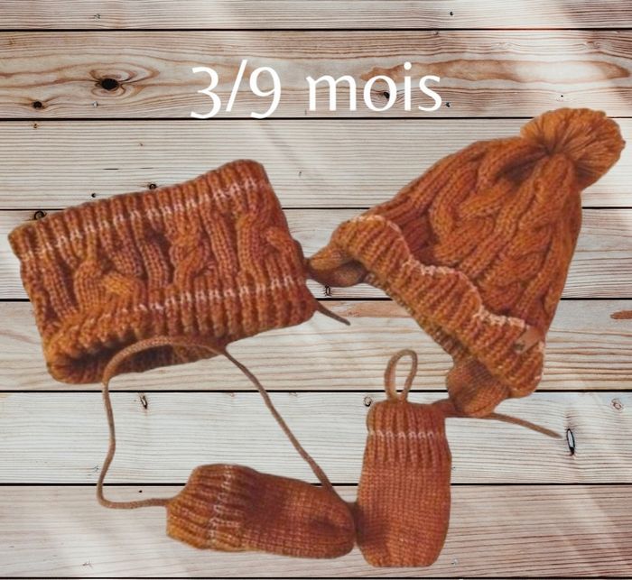 Jolie trio bonnet, snood et moufles