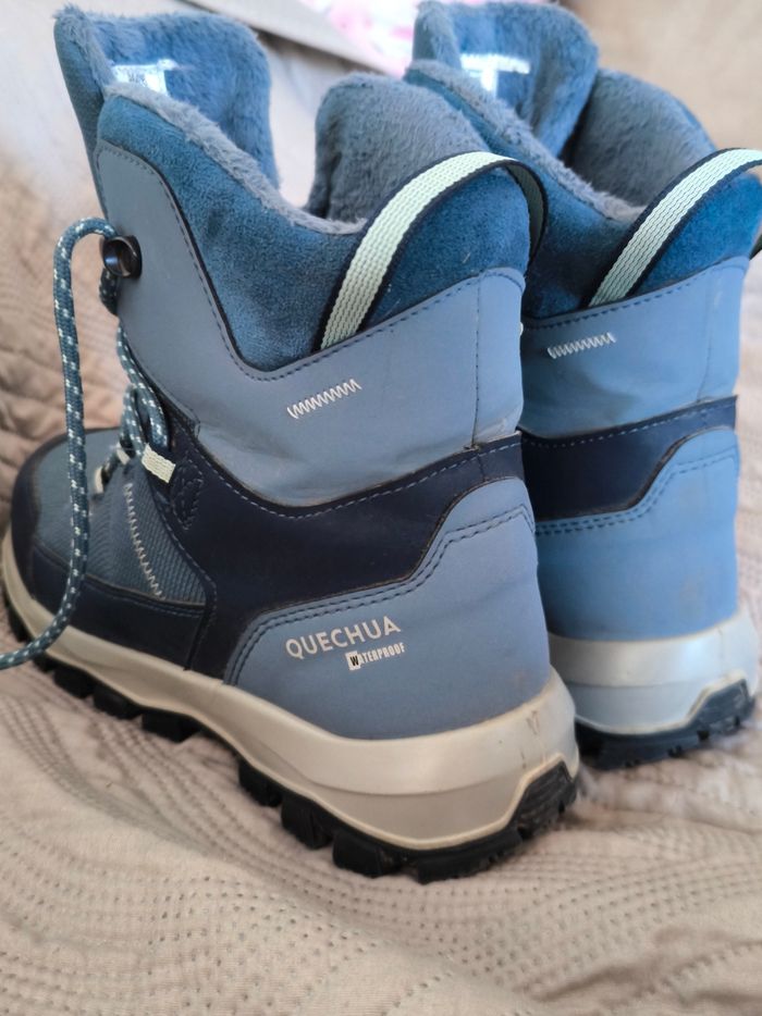 Chaussures Bottes de randonnée fourrées chaudes imperméables neige quechua bleues  t37 - photo numéro 5