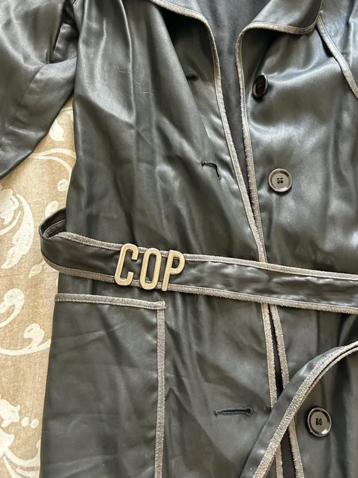 Manteau effet huiler cop copine taille 38 noir marron - photo numéro 2