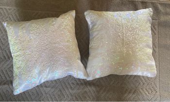 Lot de 2coussins blanc  brodé