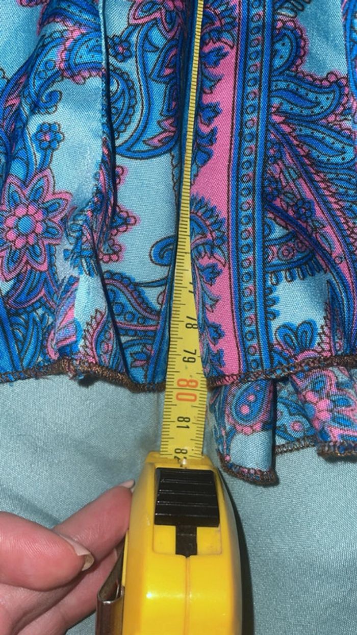 Robe Longue Fluide Karibi à Motif Cachemire - Bleu & Rose - Neuve Taille S - photo numéro 5