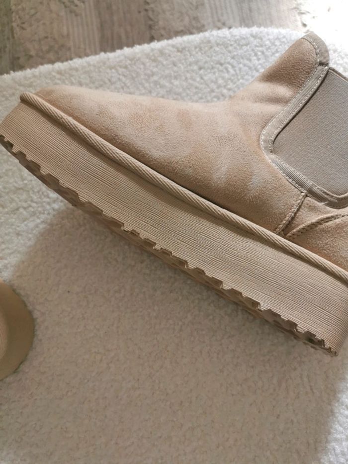 Boots fourrées talon compensé plateforme beige 40 - photo numéro 6