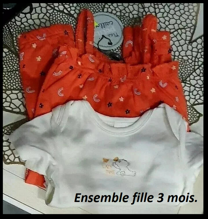 Ensemble salopette fille, Mes petits cailloux T: 3 mois/62 cm