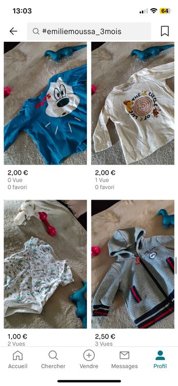 Vend vêtements garçon 3 mois