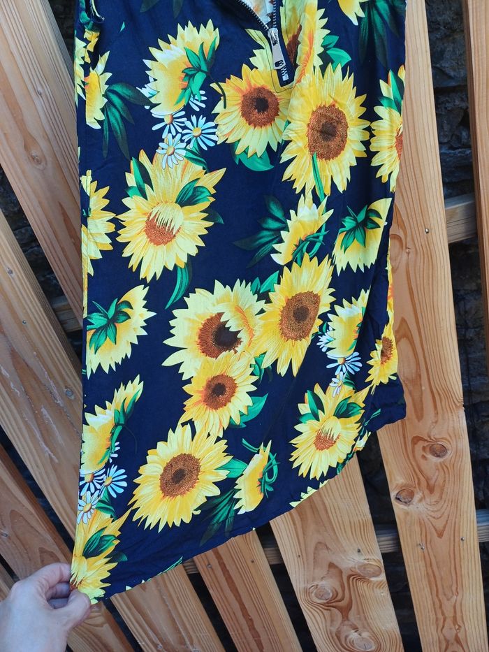 Jolie robe sans manches imprimé tournesol en coton Kaylla - photo numéro 5