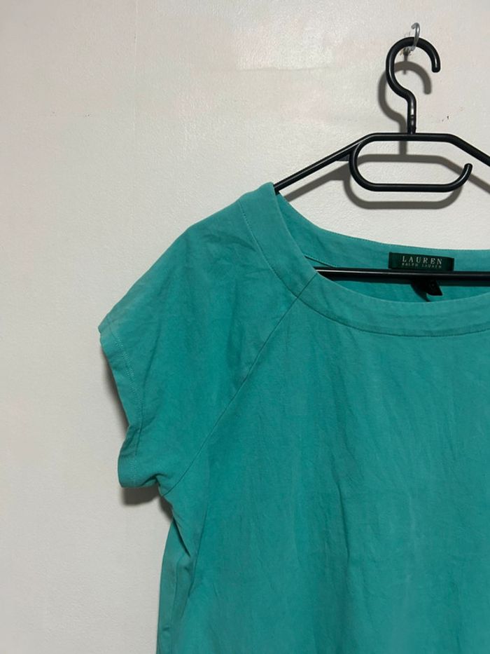 Jolie blouse vert/bleu manches courtes • Ralph Lauren • Taille XL - photo numéro 2