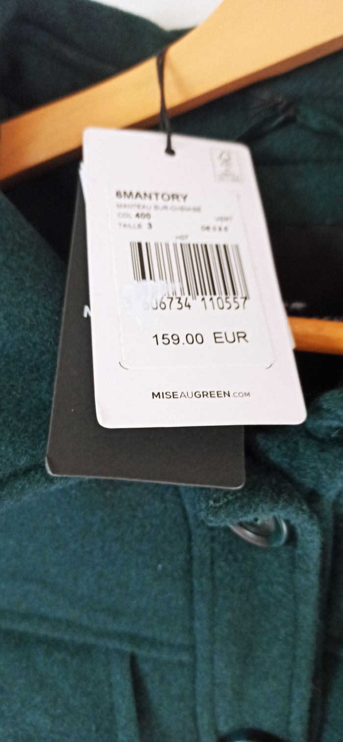 Manteau laine mise au green neuf 40 - 42 vert - photo numéro 3