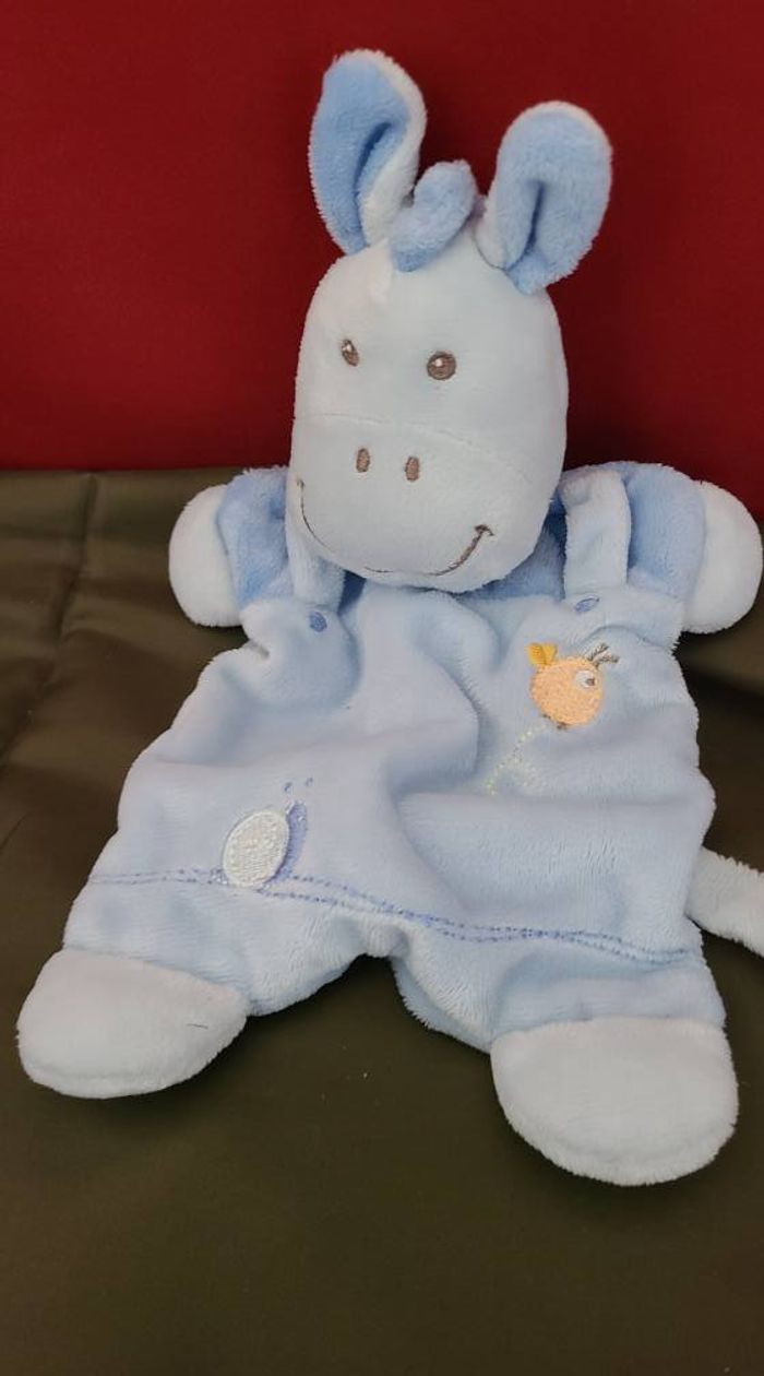 Doudou plat cheval âne VETIR bleu escargot abeille - photo numéro 2