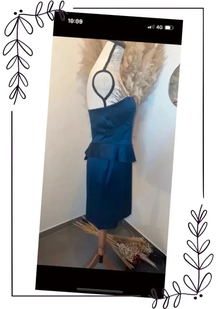Robe bustier bleu satiné - photo numéro 6