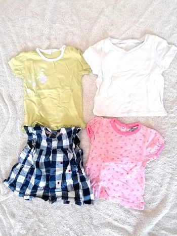 Lot de 4 t-shirts manches courtes 12 mois fille
