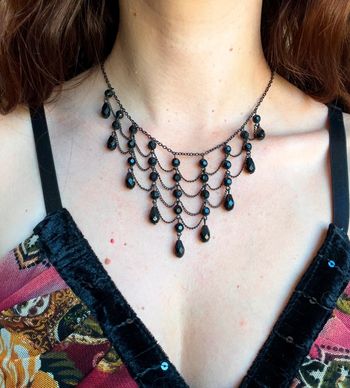 Collier multi chaines perles noires Goth Whimsigoth Victorian
