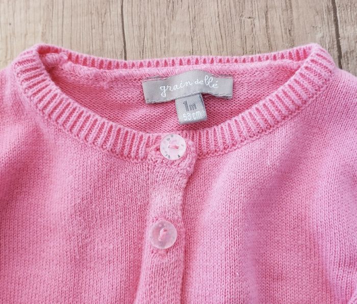 Gilet fille rose taille 1 mois Grain de blé - photo numéro 2