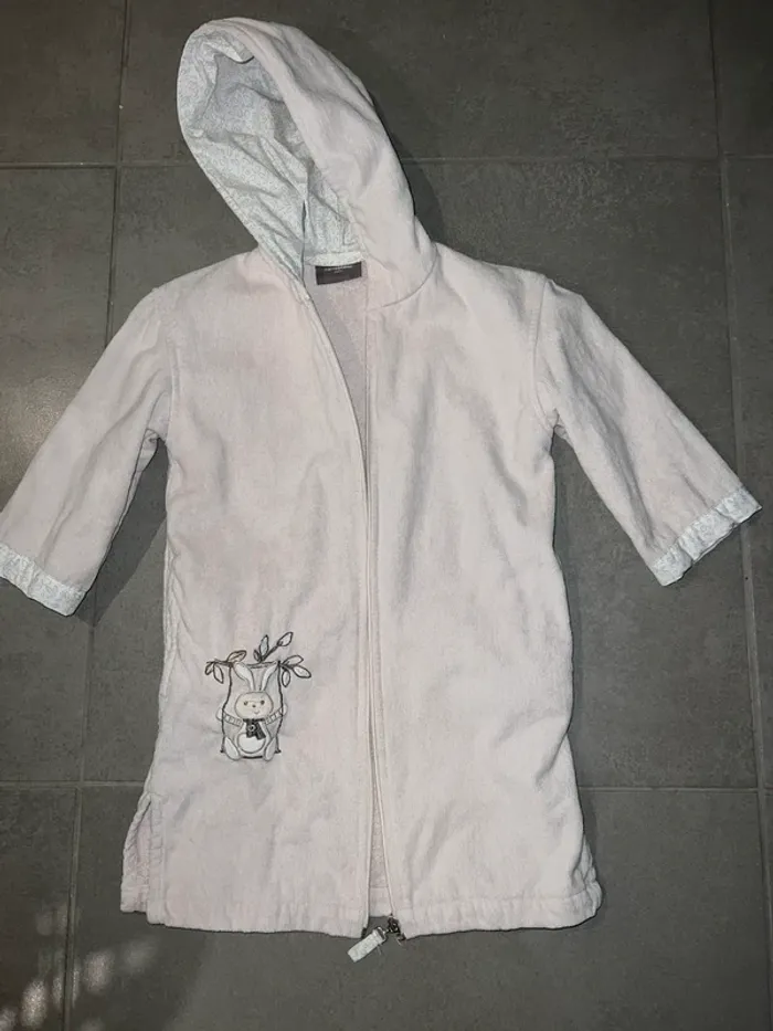 Peignoir de bain fille Carré blanc