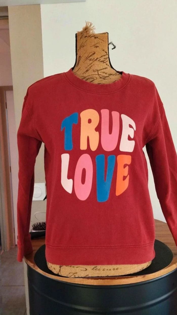 Sweat bordeaux taille xs avec écritures true love - photo numéro 3