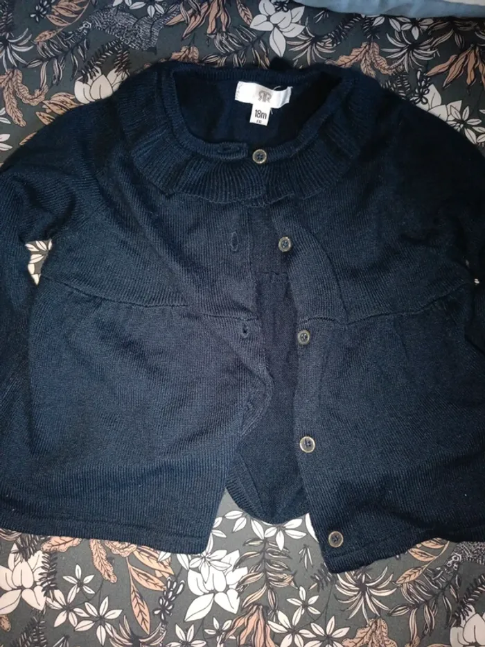 Gilet bleu marine La Redoute avec petit col 18mois