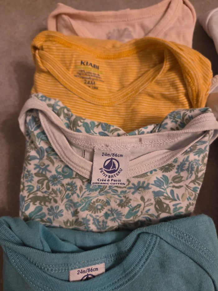 Lot 9 bodies bébé fille manche courte blanc rose bleu T24mois TBE petit bateau orchestra - photo numéro 2