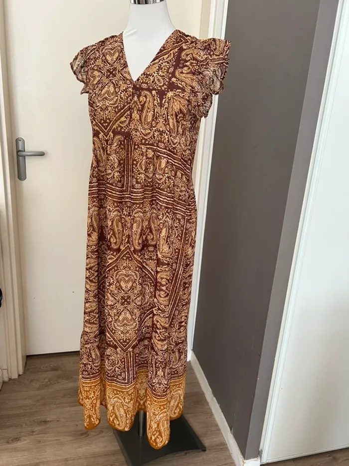 La fée maraboutée robe longue été imprimée cachemire femme, taille M - photo numéro 3