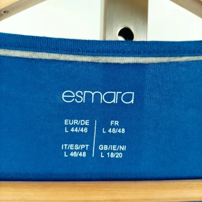 T-shirt bleu col rond Esmara taille L (46/48) basique confortable A1053 - photo numéro 8