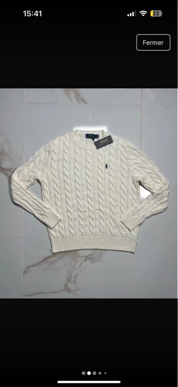 Pull torsadée Ralph Lauren blanc taille M