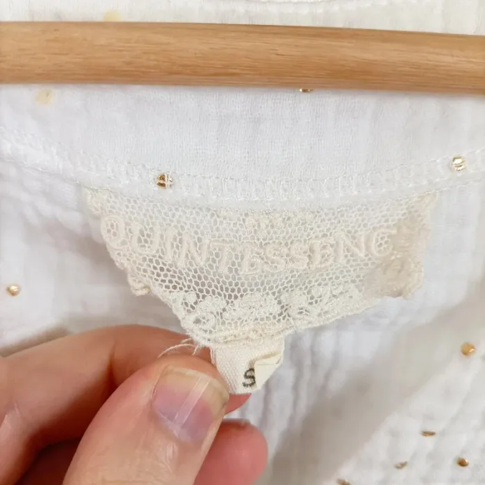 Top blanc à pois dorés Quintessence – Taille S A699 - photo numéro 5