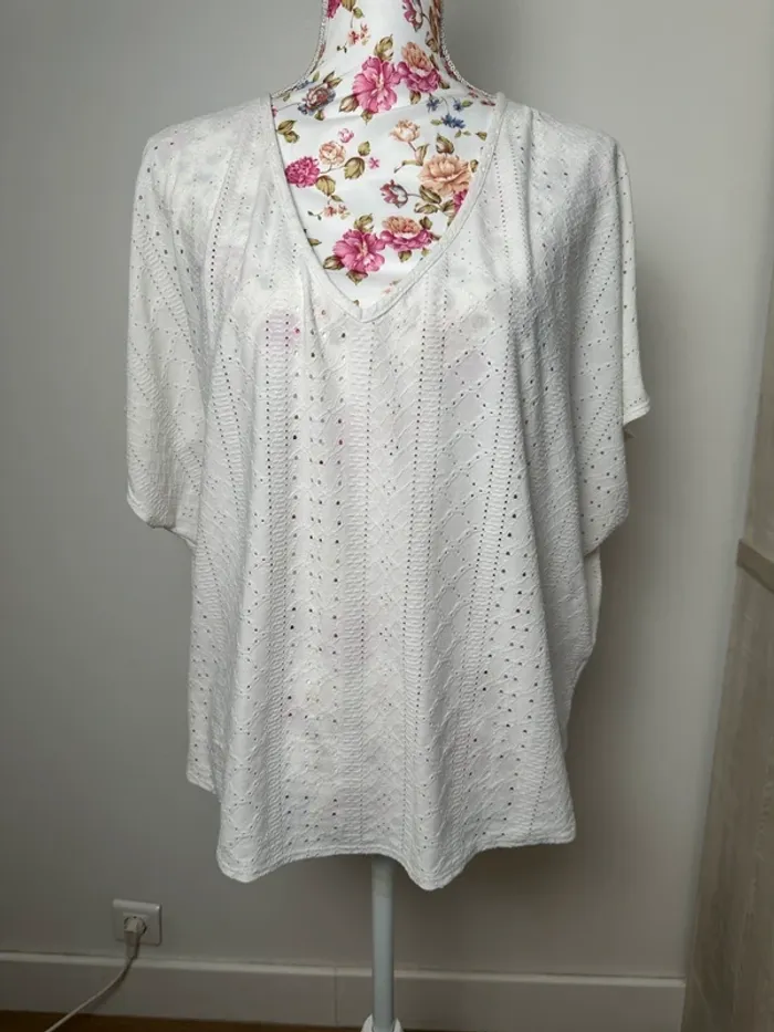 Haut ajouré blanc Promod oversize