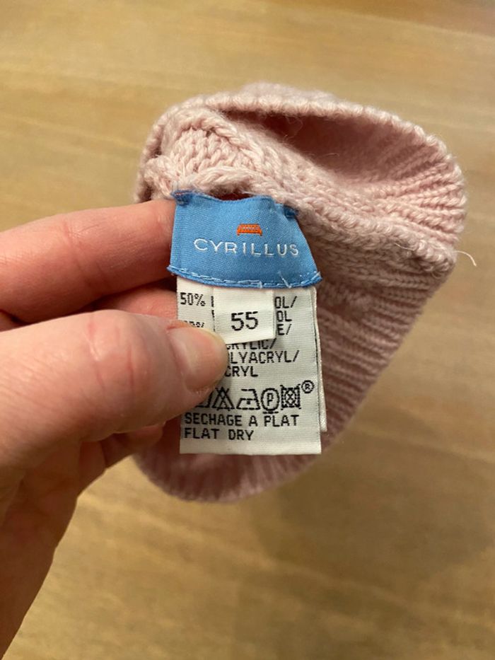 Bonnet en laine mélangée torsadée rose pâle Cyrillus taille 55 cm - photo numéro 2