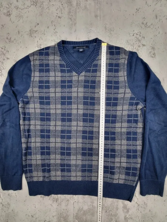 Pull col V Tommy Hilfiger bleu/gris, M Hommes - photo numéro 9