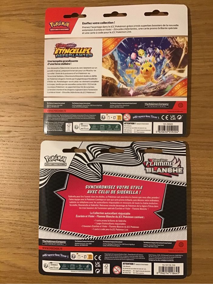 Lot tripack boosters cartes Pokémon étincelles déferlantes flamme blanche EV8 EV10.5 - photo numéro 2