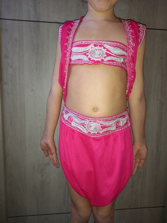 déguisement fille rose argenté danseuse du ventre taille 4-6 ans